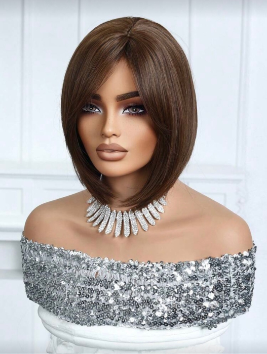 Peruca C1722 Satena Castanie Cu Breton Lung Bob Maro [3]