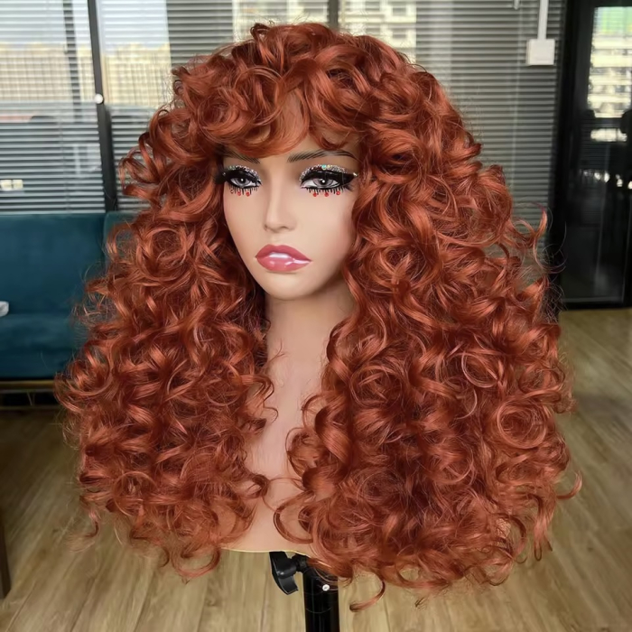 Peruca C1706 Afro Roscata Aramie Morcov Creata Cu Breton Si Volum [3]