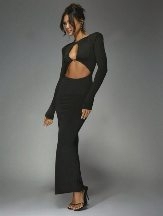 Rochie C1547 Karol Neagra Maneci Lungi [5]