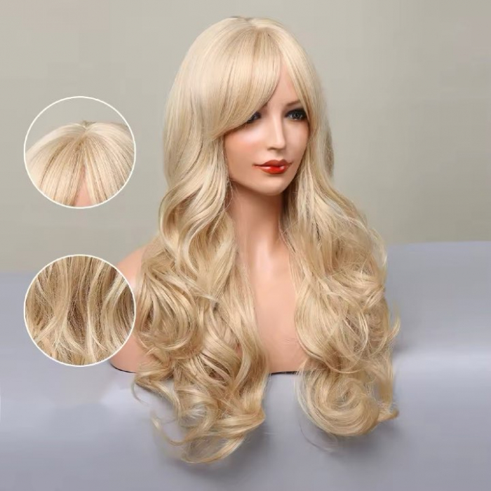 Peruca C1450 Blonda Cu Breton Lung Blond Auriu Ondulata [3]