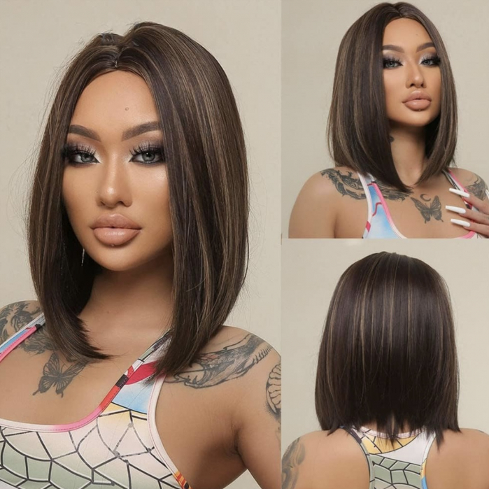 Peruca C1344 Satena Cu Suvite Blonde Bob (saten inchis) [1]