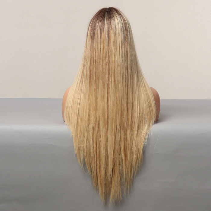 Peruca C1038 Blonda Ombre Cu Baza Satena Blond Auriu [3]