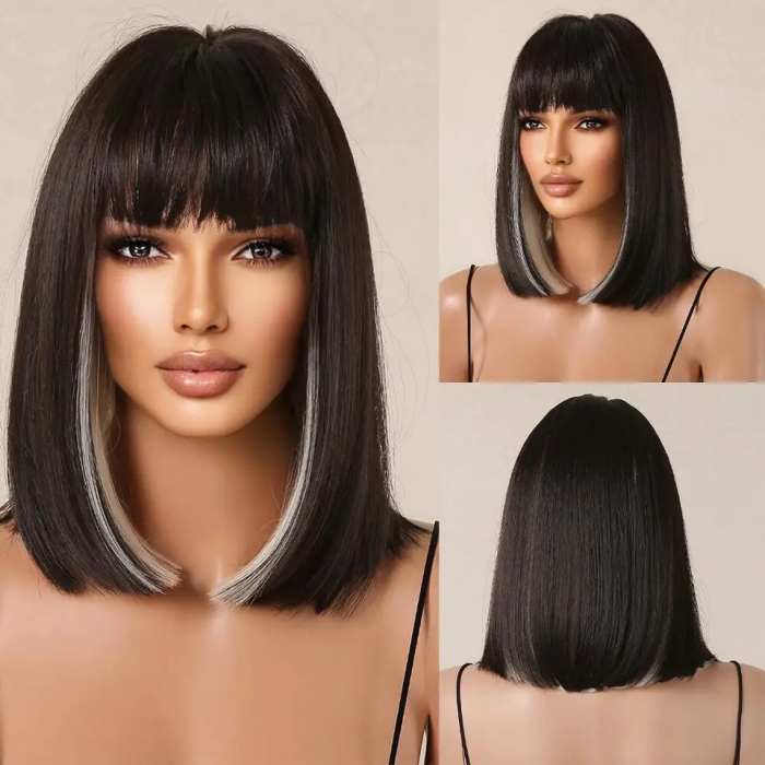 Peruca C1051 Bruneta Blonda Bob Cu Breton [5]