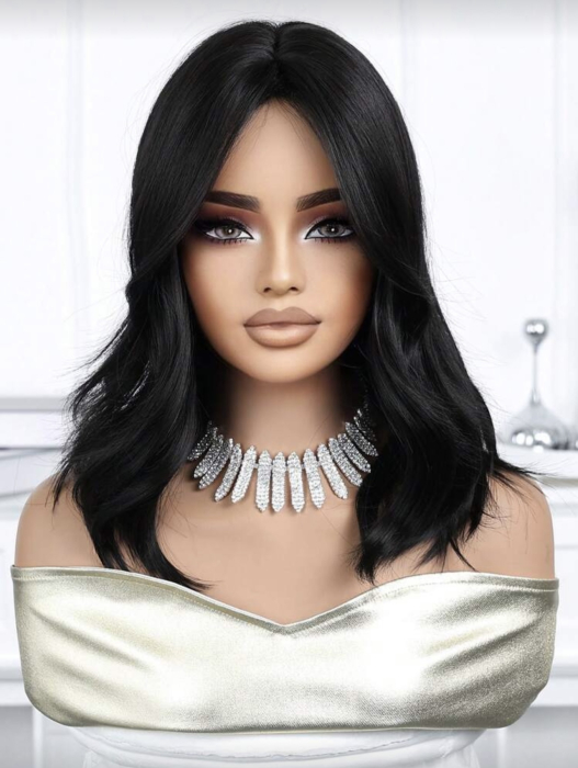 Peruca C1721 Bruneta Cu Breton Lung Usor Ondulata [2]