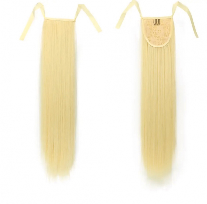 Coada C1275 Cu Panglica Blonda Platinata (blond deschis) - 55 cm [2]