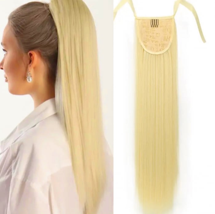 Coada C1275 Cu Panglica Blonda Platinata (blond deschis) - 55 cm [1]