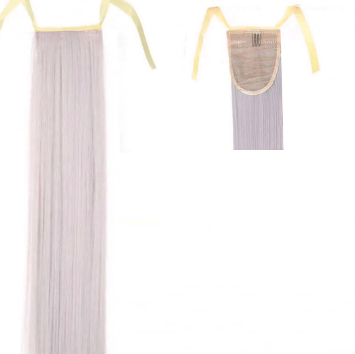 Coada C1276 Cu Panglica Blonda Gri Platinata (blond silver) - 55 cm [2]