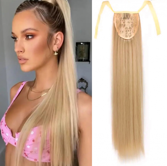 Coada C1277 Cu Panglica Blonda Cenusie (blond cenusiu) - 55 cm [1]