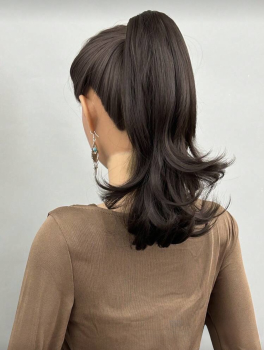 Coada C1328 Cu Cleste Satena Castanie - saten inchis (30 cm) [4]