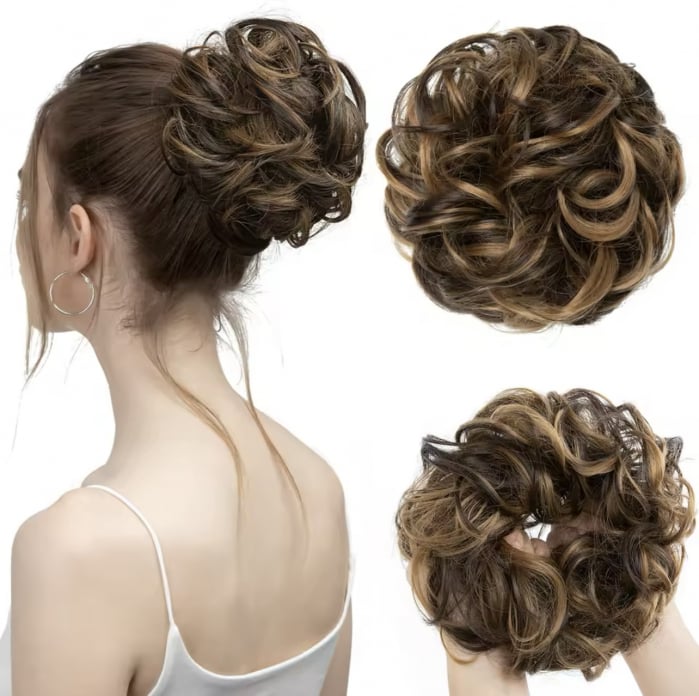 Coc C1379 Prindere Cu Elastic Par Ondulat Saten Mediu Cu Suvite Blonde [1]