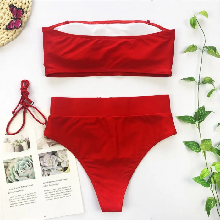 Costum de Baie C1110 Belt Rosu [6]