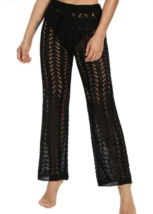 Pantaloni Negri C655 Crosetati Plaja Crochet [6]