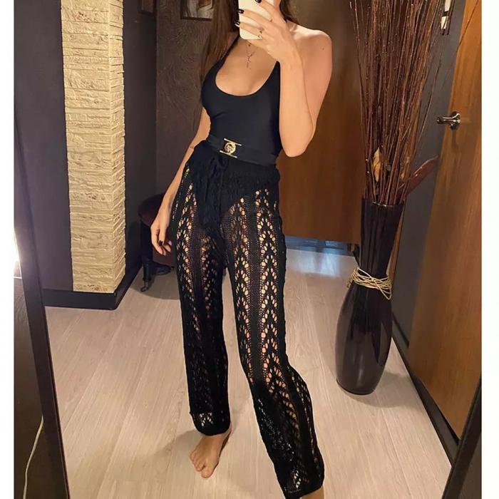 Pantaloni Negri C655 Crosetati Plaja Crochet [2]