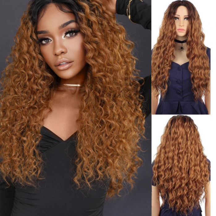 Peruca C275 Afro Baza Bruneta Satena Par Cret Cu Volum [1]