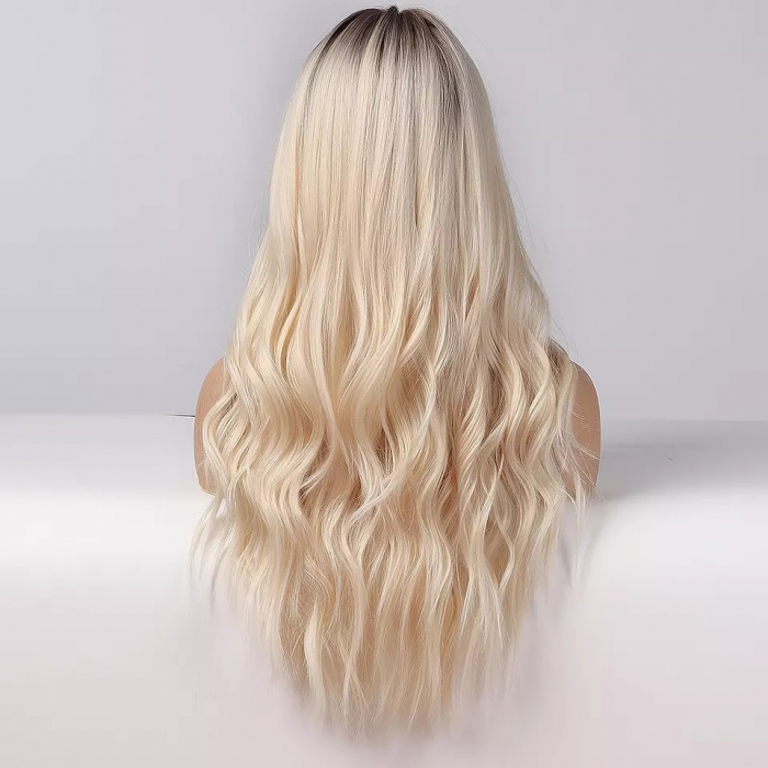 Peruca C163 Blonda Ombre Blond Platinat Deschis Ondulata [3]