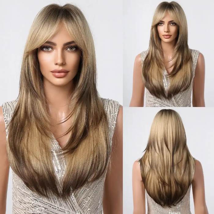 Peruca C647 Blonda Ombre Cu Breton Baza Satena Par Filat [4]
