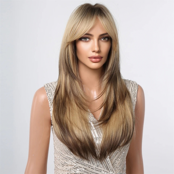 Peruca C647 Blonda Ombre Cu Breton Baza Satena Par Filat [2]