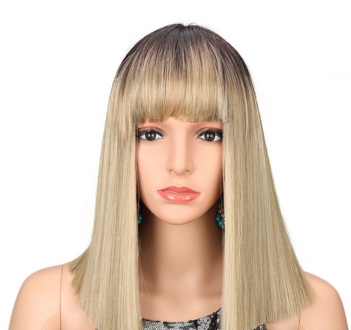 Peruca C113 Blonda Blond Cenusiu Ombre Bob Cu Breton [2]