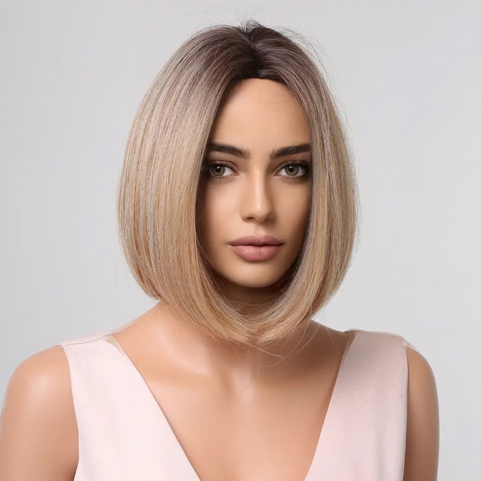 Peruca C956 Blonda Cenusie Bob Ombre Scurta [3]