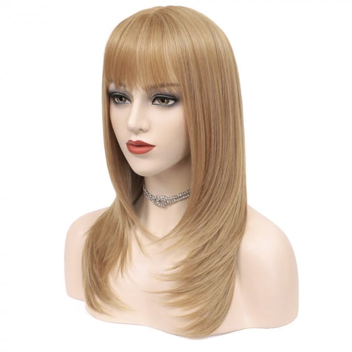 Peruca C56 Blonda Cenusie cu Breton si Par Filat [3]