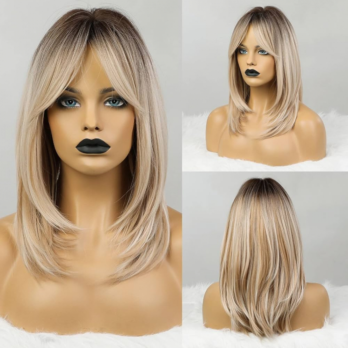 Peruca C238 Blonda Cu Breton Lung Si Suvite Nuantate [4]