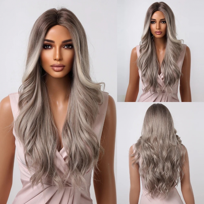 Peruca C316 Blonda Gri Blond Platinat Cu Suvite [2]