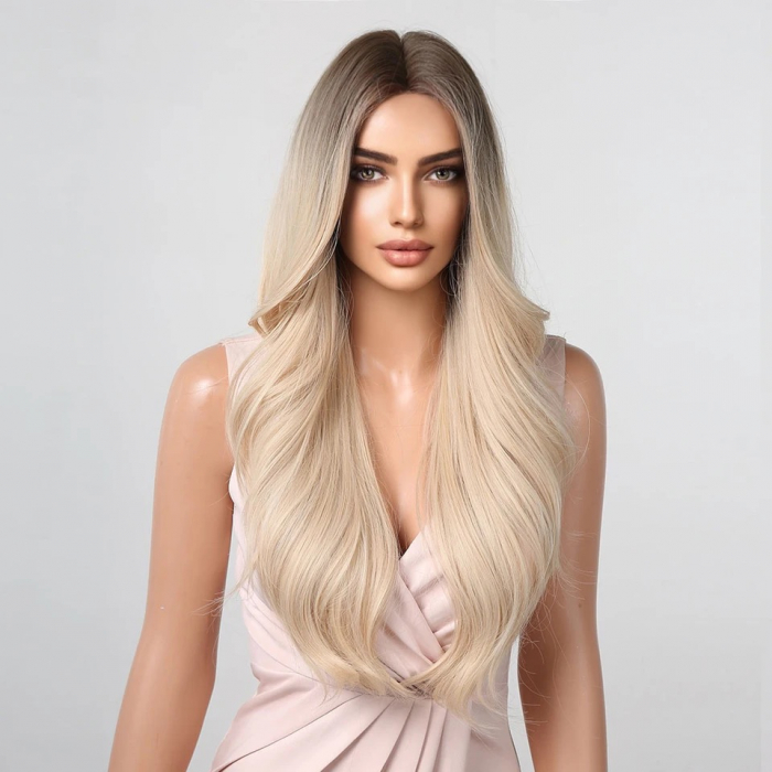 Peruca C778 Blonda Ombre Blond Platinat Gri Baza Satena [2]