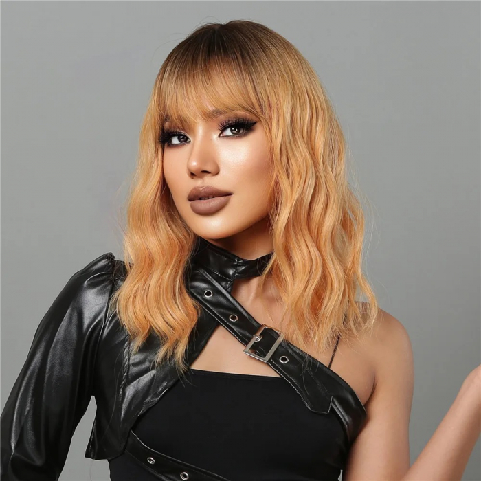 Peruca C874 Blonda Ombre Bob Creata Bob Auriu Deschis [3]