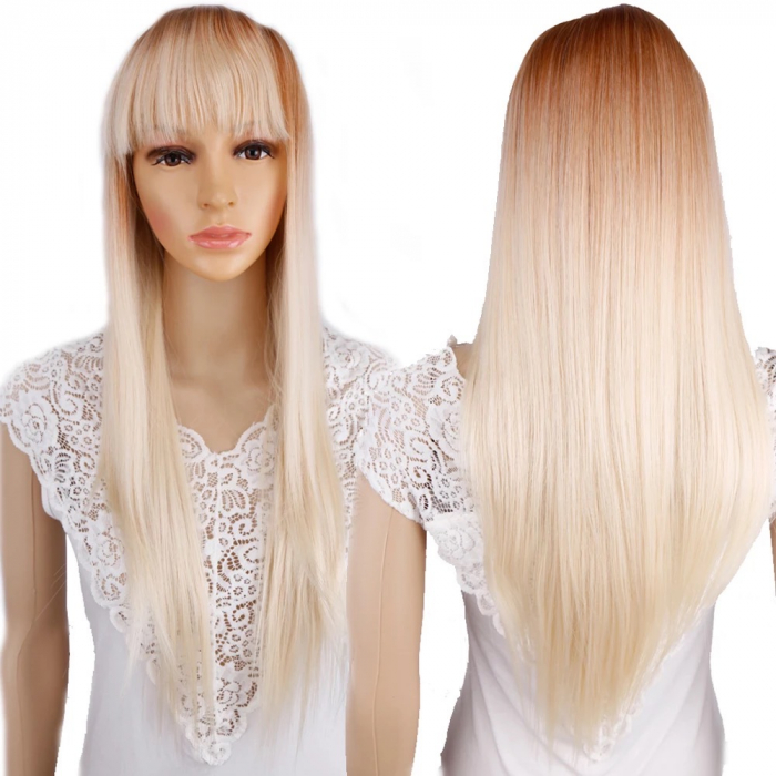 Peruca C276 Blonda Ombre Cu Breton Baza Satena [1]
