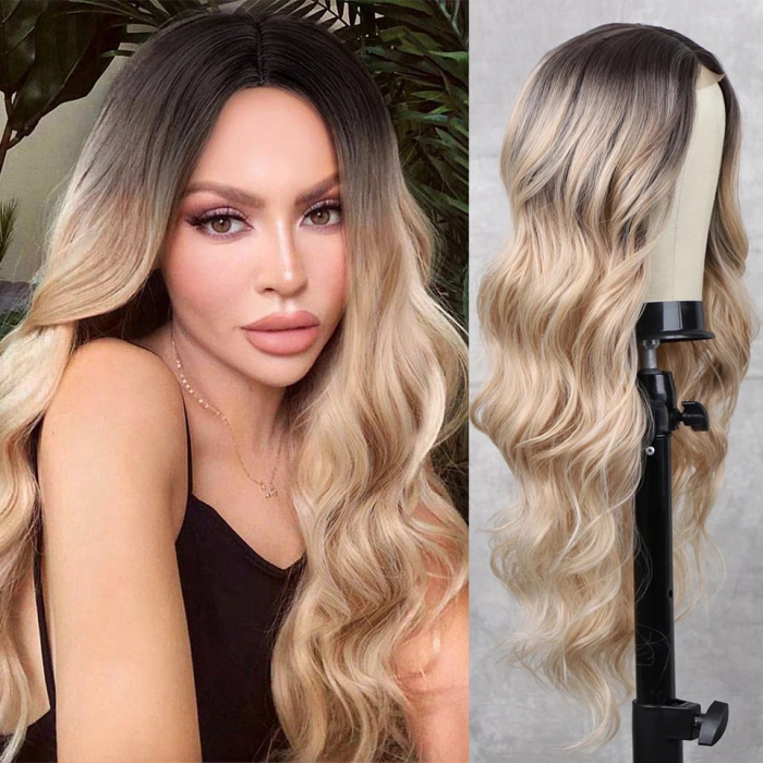 Peruca C9 Blonda Ombre cu Par Ondulat [1]