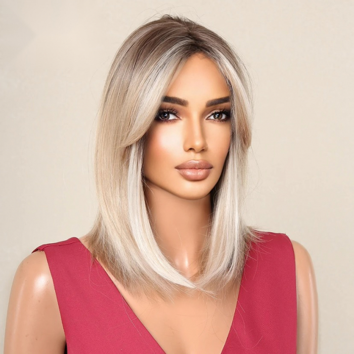 Peruca C925 Blonda Ombre Gri Bob Scurta Blond Platinat Suvite [4]