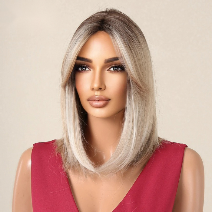 Peruca C925 Blonda Ombre Gri Bob Scurta Blond Platinat Suvite [3]