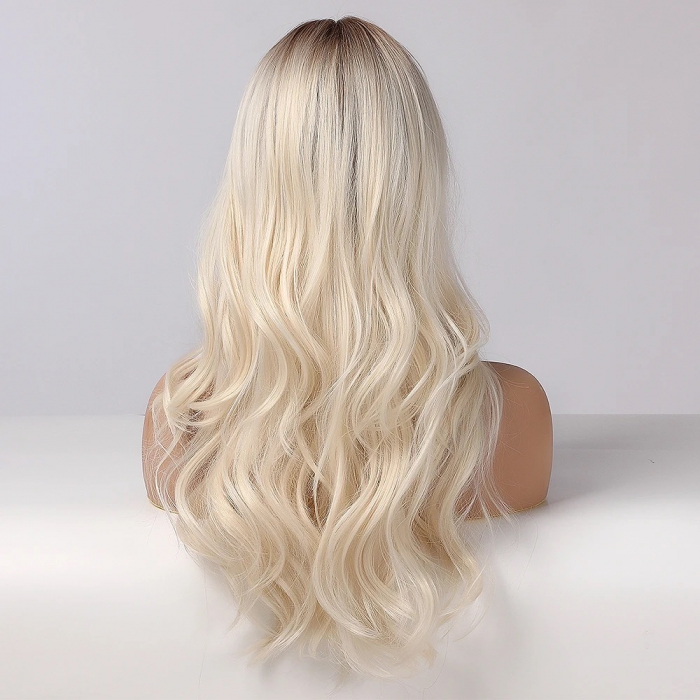 Peruca C114 Blonda Platinata Ombre Cu Breton [3]