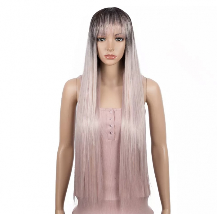 Peruca C210 Blonda Roz Cu Breton Blond Roze [2]