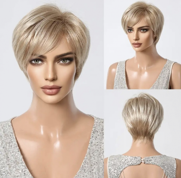 Peruca C1015 Blonda Scurta cu Breton Blond Auriu [1]