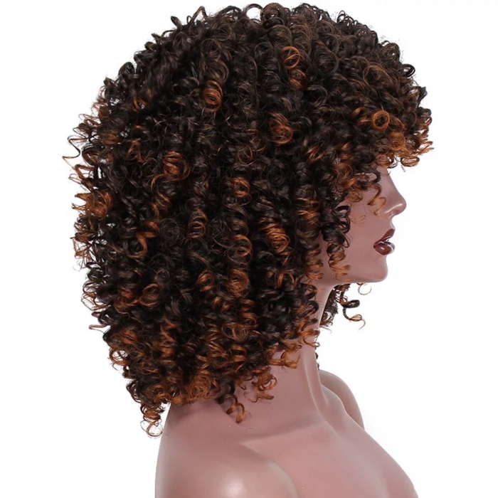 Peruca C97 Bruneta Afro cu Breton si Suvite [3]
