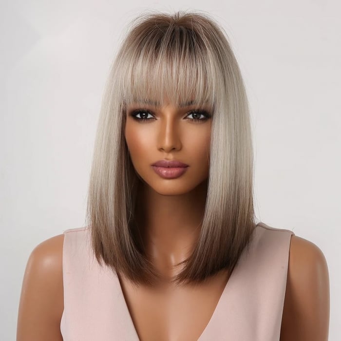 Peruca C1008 Satena Ombre Blonda Gri Cu Breton Bob [3]