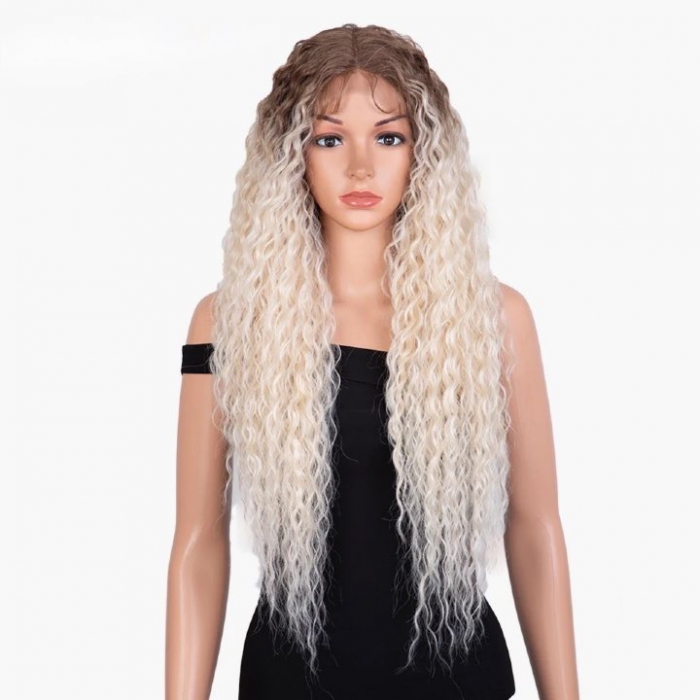 Peruca C1055 FRONT LACE Blonda Baza Satena Ombre Afro Creata Volum [1]