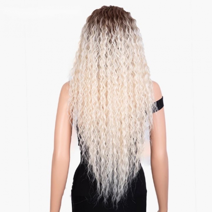 Peruca C1055 FRONT LACE Blonda Baza Satena Ombre Afro Creata Volum [3]