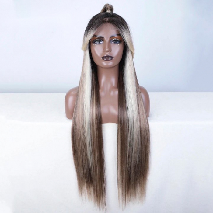 Peruca C1083 FRONT LACE Blonda Baza Satena Ombre Cu Suvite Si Coada [1]