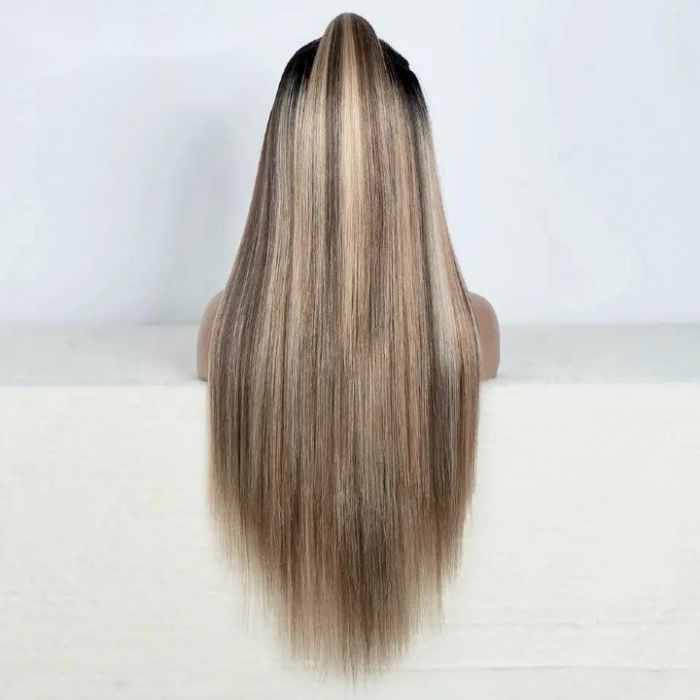 Peruca C1083 FRONT LACE Blonda Baza Satena Ombre Cu Suvite Si Coada [2]