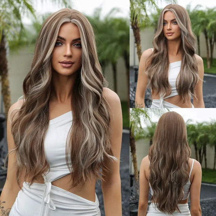 Peruca C1088 Satena Cu Suvite Blonde Ondulata [1]