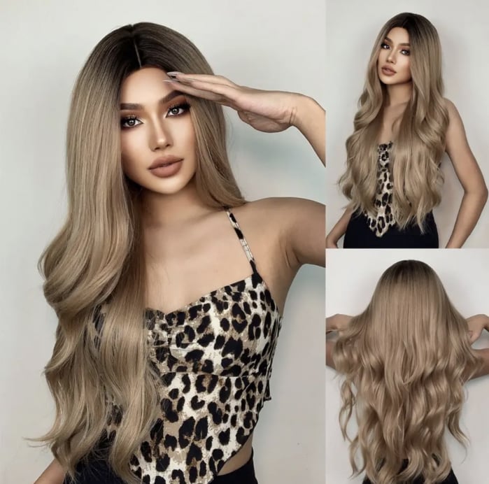 Peruca C1192 Blonda Cenusie Ombre Ondulata Blond Bej [1]