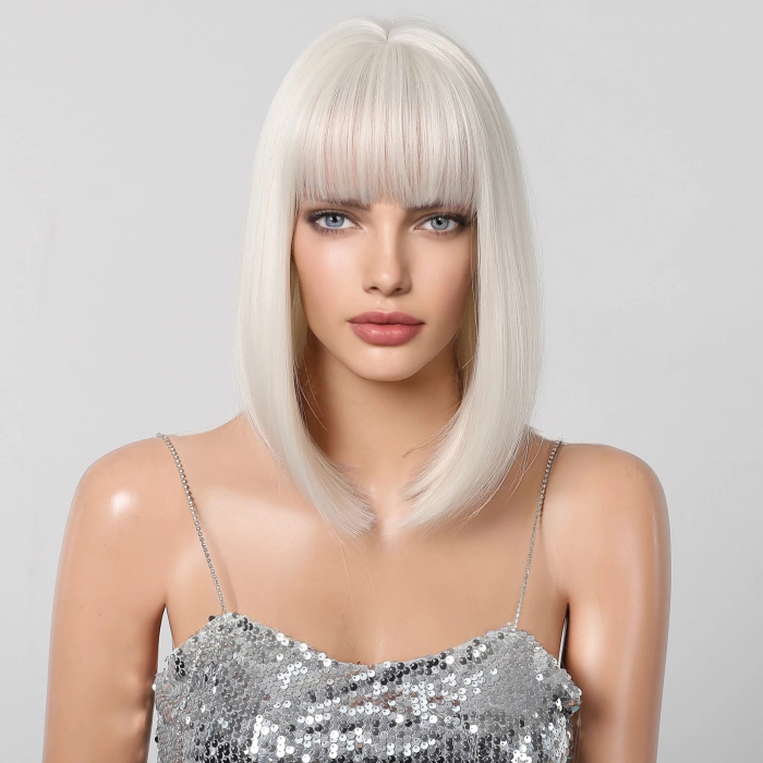 Peruca C1217 Blonda Bob Gri Cu Breton (Blond Platinat) [6]