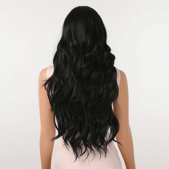 Peruca C1285 Bruneta cu Breton Blond si Par Ondulat [4]