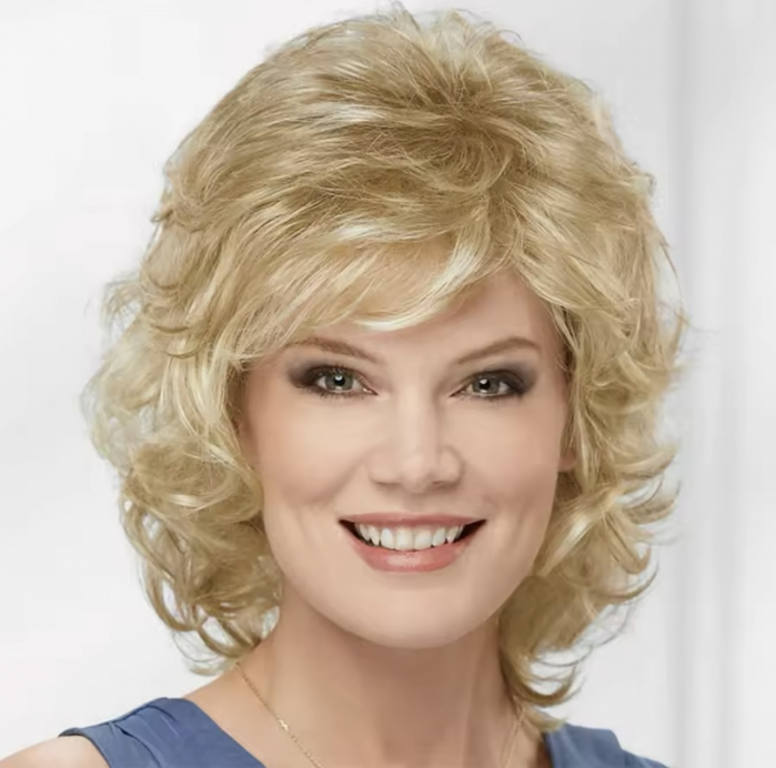Peruca C1310 Blonda Ondulata Cu Breton si Volum (Blond deschis) [1]
