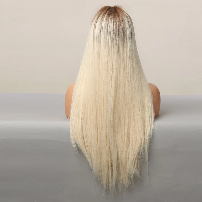 Peruca C1321 Blonda Cu Breton si Par Drept Blond Platinat [4]