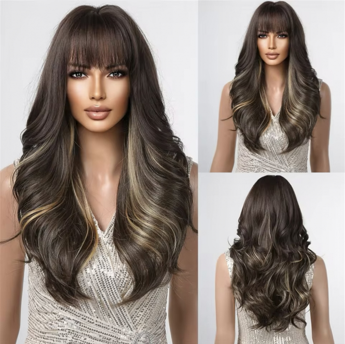 Peruca C1396 Satena Cu Breton Si Suvite Blonde Ciocolatie [5]