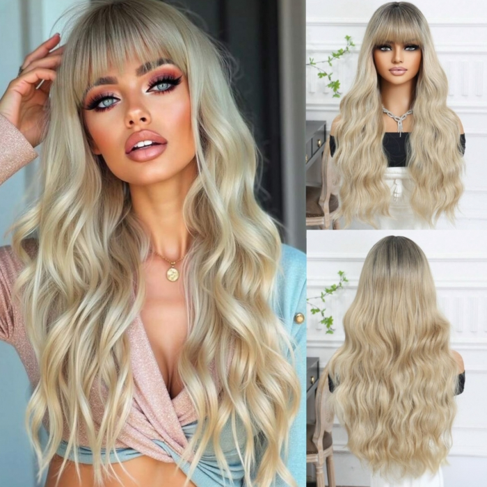 Peruca C1443 Blonda Ombre Cu Breton Par Cret Blond Cenusiu [1]