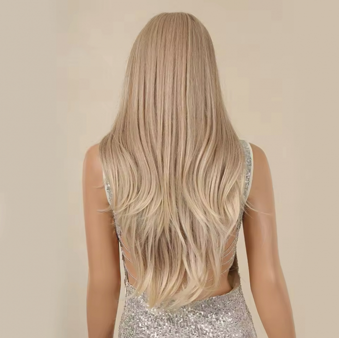 Peruca C1448 Blonda Cenusie Cu Suvite Blond Cenusiu Cu Breton [5]